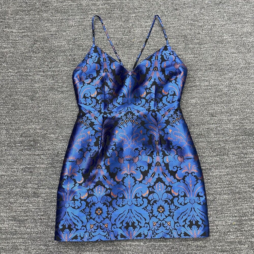 Free People Dress Women 8 Blue Queen Of Hearts Mini Disco Dance Club Sleeveless